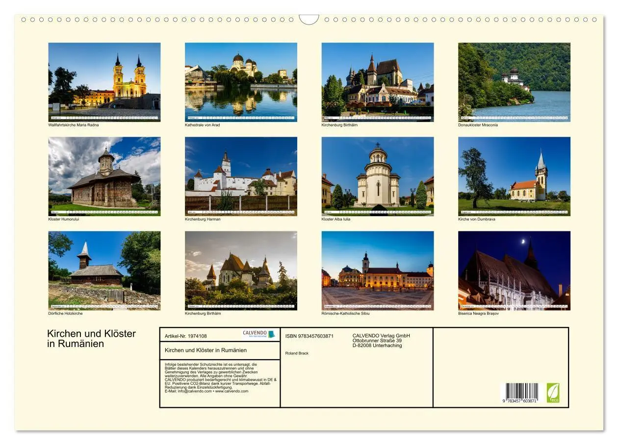 Bild: 9783457603871 | Kirchen und Klöster in Rumänien (Wandkalender 2026 DIN A2 quer),...