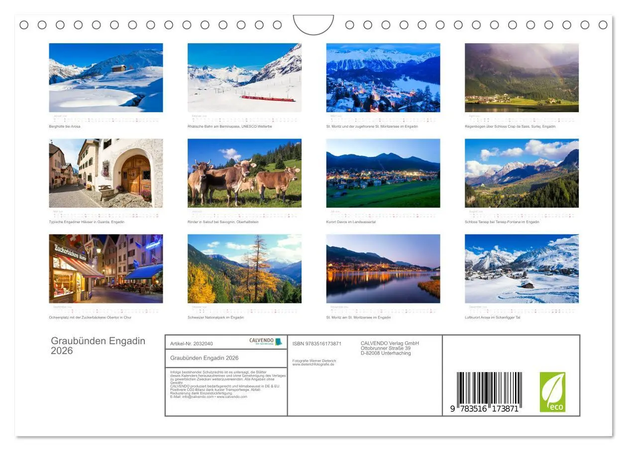 Bild: 9783516173871 | Graubünden Engadin 2026 (Wandkalender 2026 DIN A4 quer), CALVENDO...