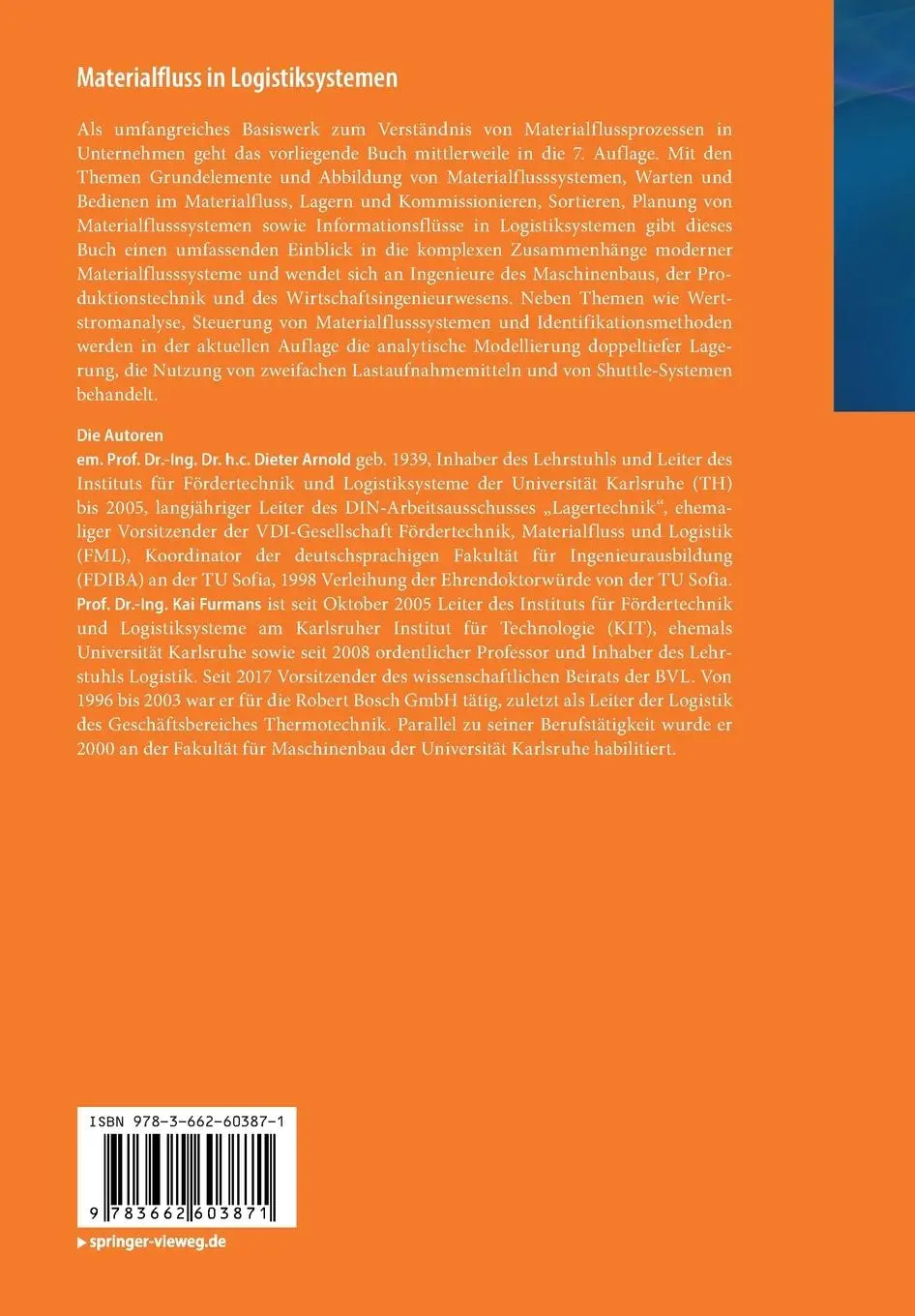 Rückseite: 9783662603871 | Materialfluss in Logistiksystemen | Kai Furmans (u. a.) | Taschenbuch
