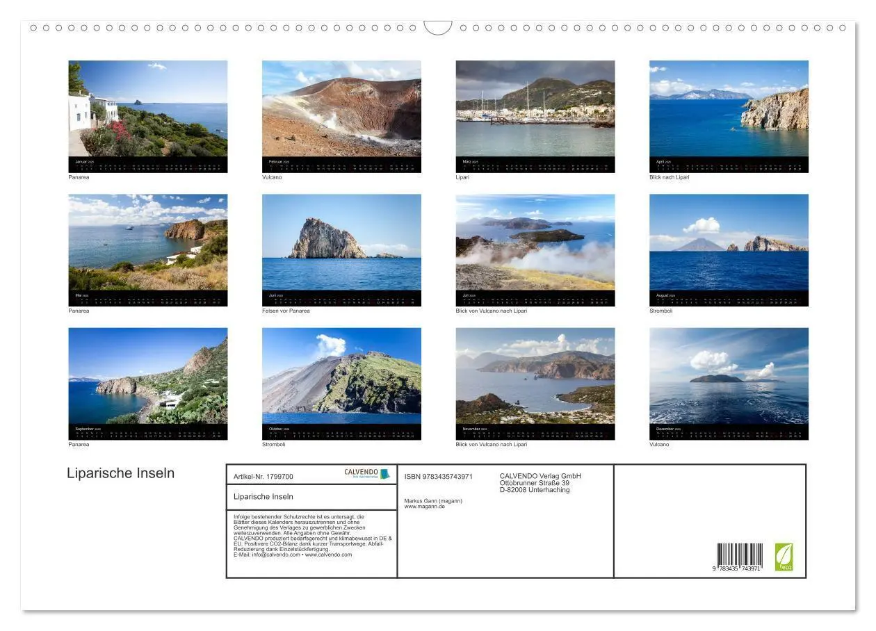Bild: 9783435743971 | Liparische Inseln (Wandkalender 2025 DIN A2 quer), CALVENDO...