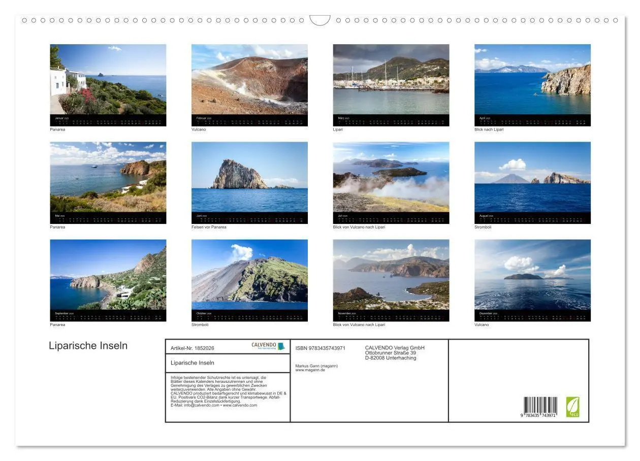 Bild: 9783435743971 | Liparische Inseln (Wandkalender 2025 DIN A2 quer), CALVENDO...