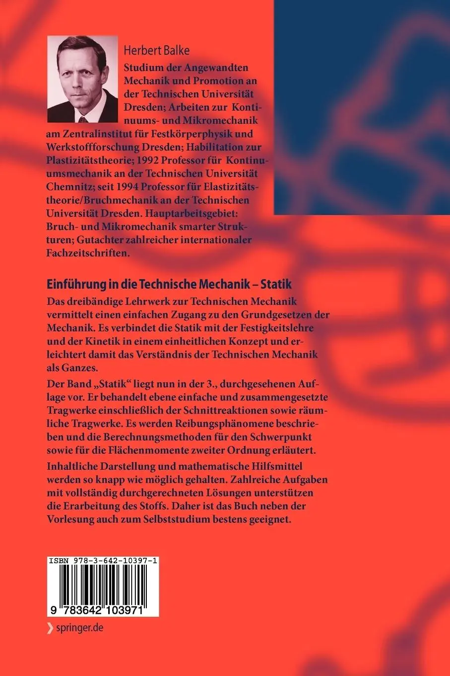 Rückseite: 9783642103971 | Einführung in die Technische Mechanik | Statik | Herbert Balke | Buch