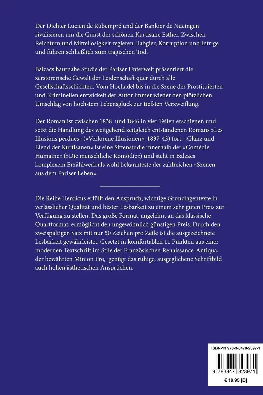 Rückseite: 9783847823971 | Glanz und Elend der Kurtisanen | Roman | Honoré de Balzac | Buch