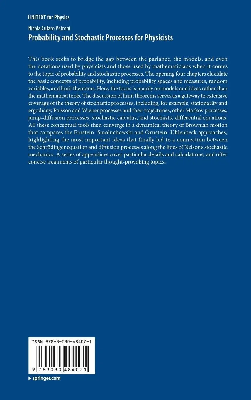 Rückseite: 9783030484071 | Probability and Stochastic Processes for Physicists | Petroni | Buch