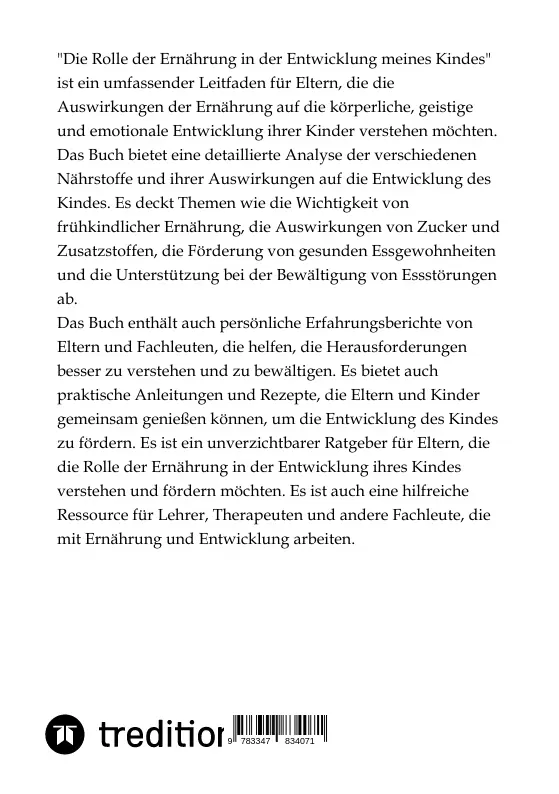 Bild: 9783347834071 | Die Rolle der Ernährung in der Entwicklung meines Kindes | Jaltas