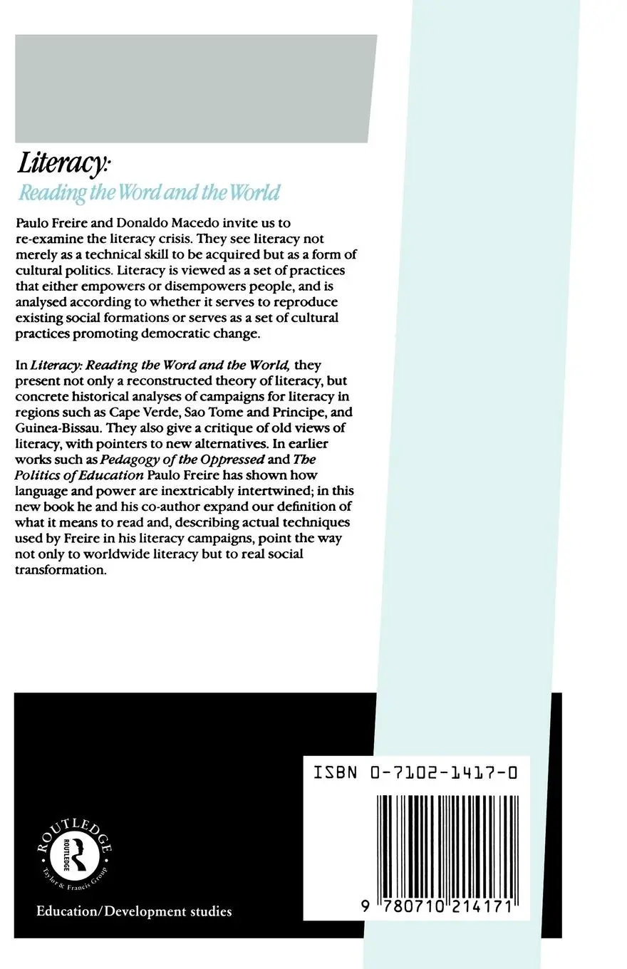 Rückseite: 9780710214171 | Literacy | Reading the Word and the World | Paulo Freire (u. a.)