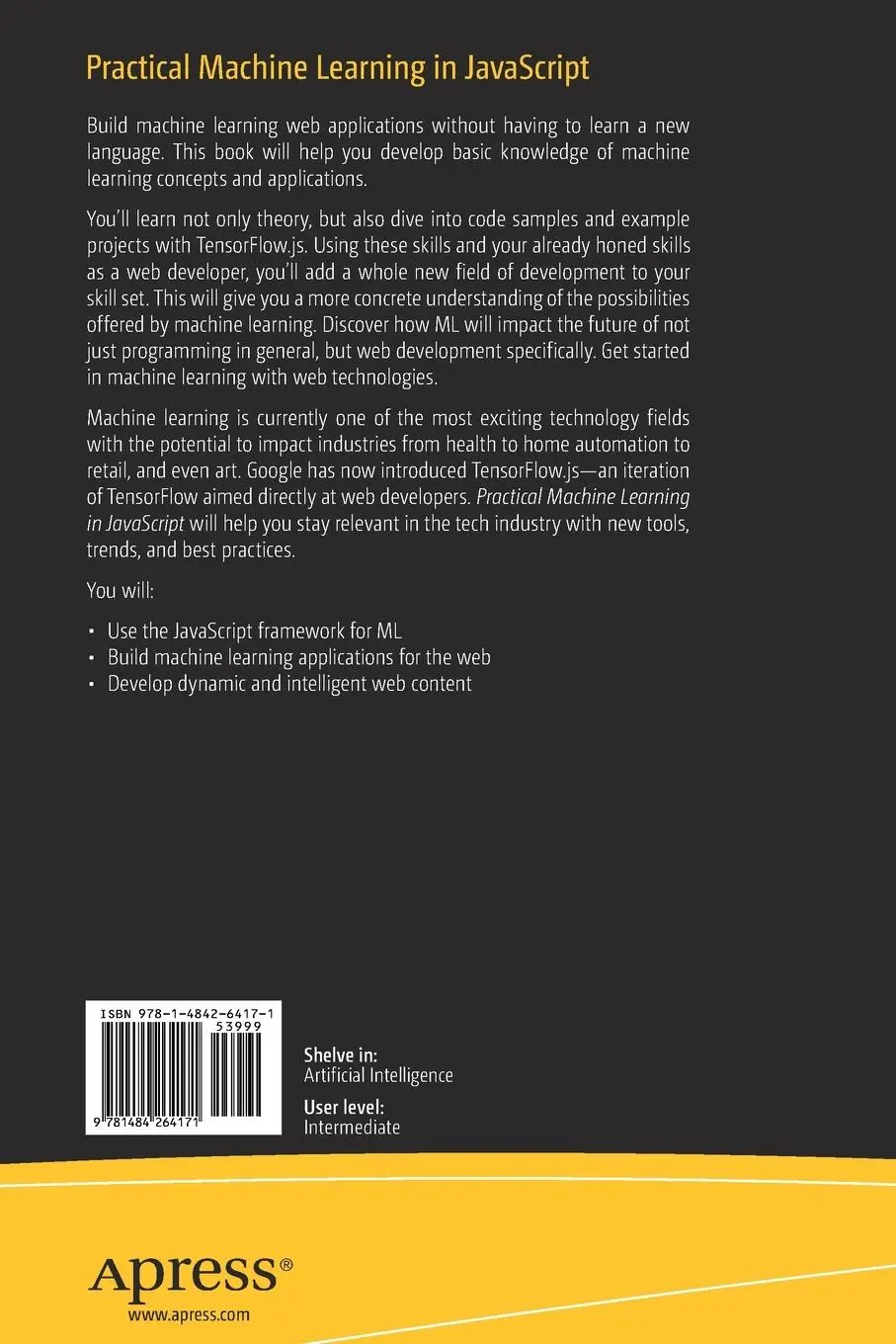 Rückseite: 9781484264171 | Practical Machine Learning in JavaScript | Charlie Gerard | Buch | xvi