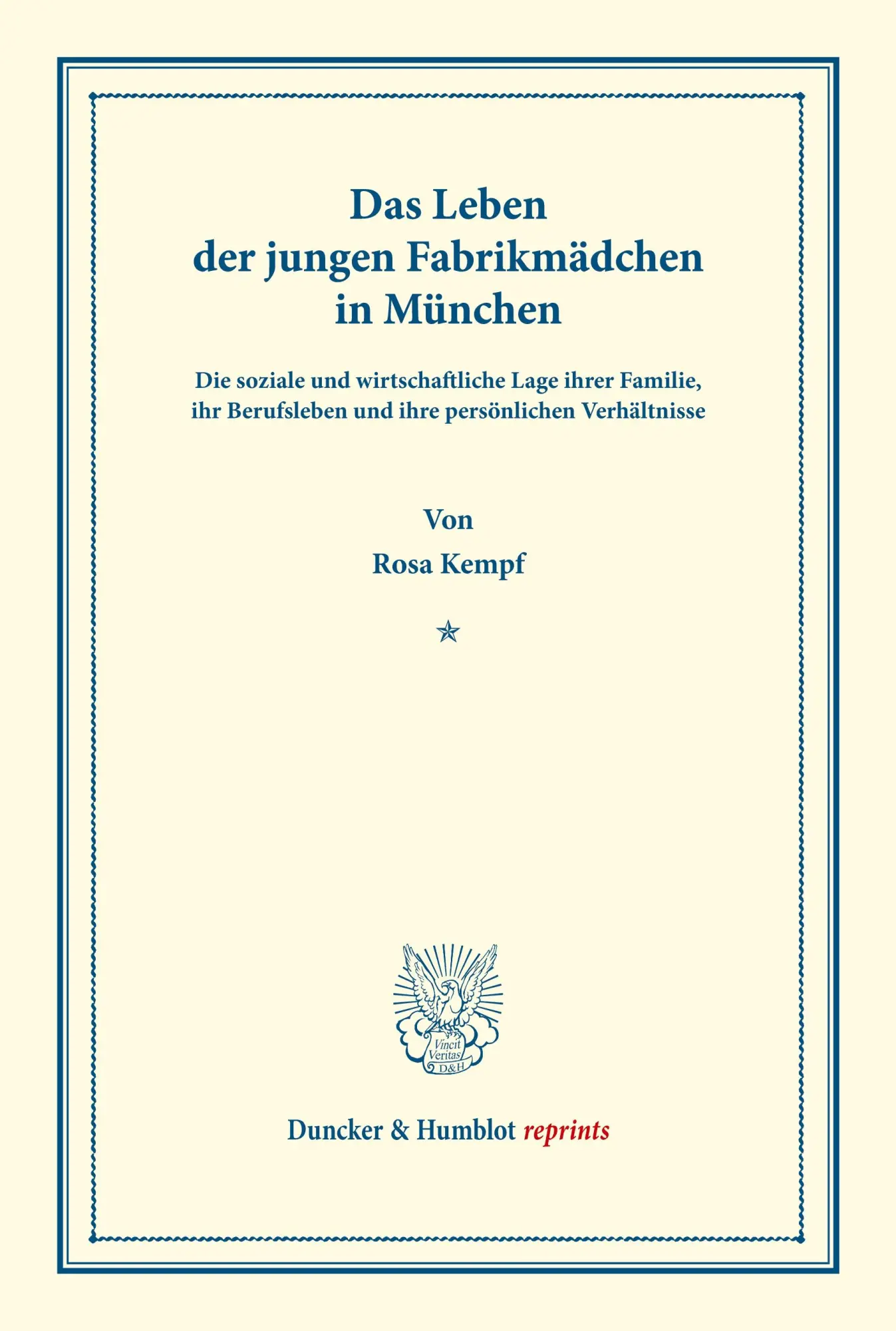 Cover: 9783428174171 | Das Leben der jungen Fabrikmädchen in München. Die soziale und...