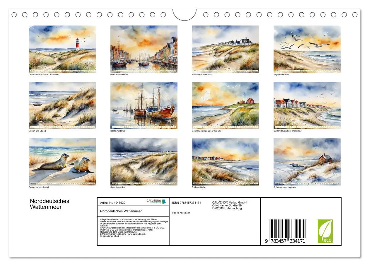 Bild: 9783457334171 | Norddeutsches Wattenmeer (Wandkalender 2026 DIN A4 quer), CALVENDO...