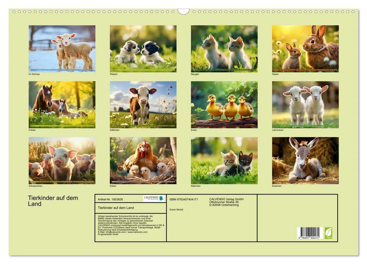 Bild: 9783457404171 | Tierkinder auf dem Land (Wandkalender 2026 DIN A2 quer), CALVENDO...