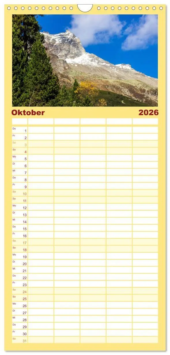 Bild: 9783516724271 | Familienplaner 2026 - Die Zillertaler Alpen mit 5 Spalten...