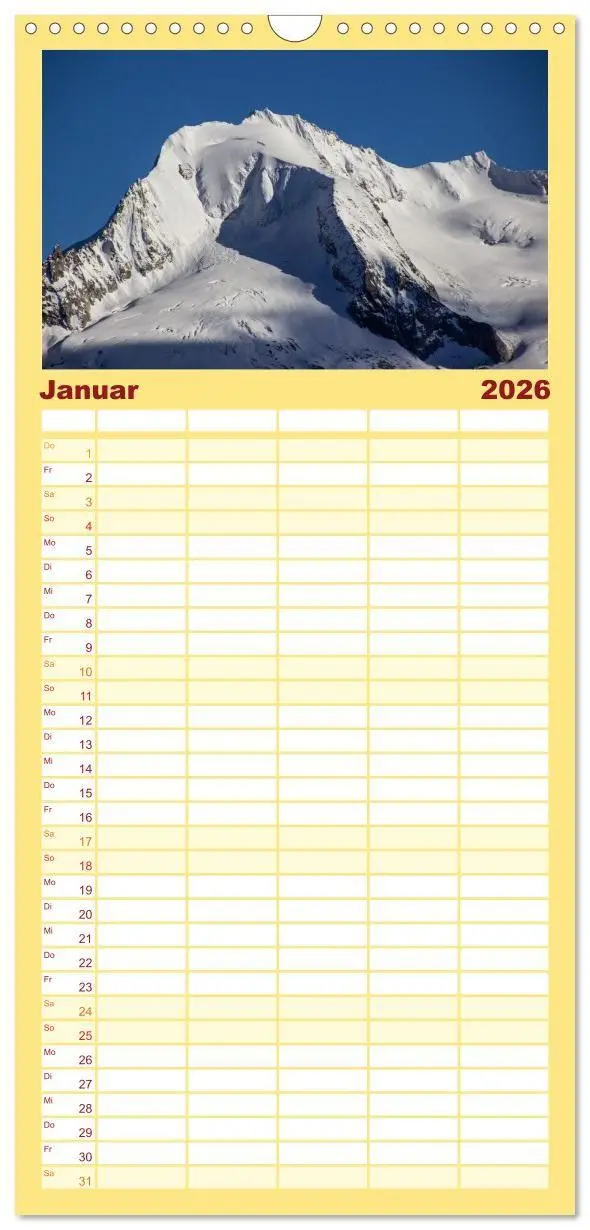 Bild: 9783516724271 | Familienplaner 2026 - Die Zillertaler Alpen mit 5 Spalten...