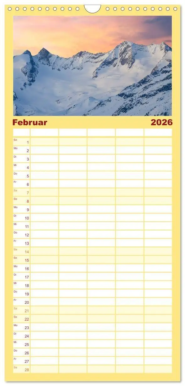 Bild: 9783516724271 | Familienplaner 2026 - Die Zillertaler Alpen mit 5 Spalten...
