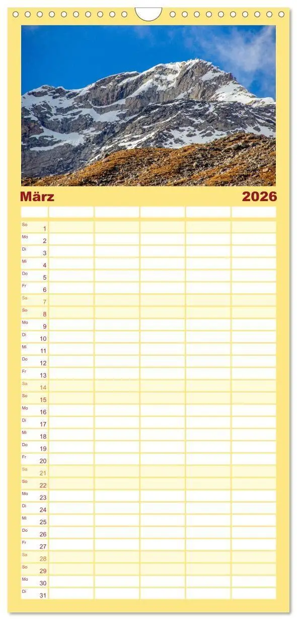 Bild: 9783516724271 | Familienplaner 2026 - Die Zillertaler Alpen mit 5 Spalten...