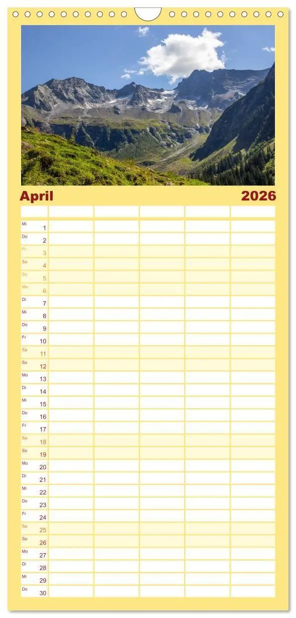 Bild: 9783516724271 | Familienplaner 2026 - Die Zillertaler Alpen mit 5 Spalten...