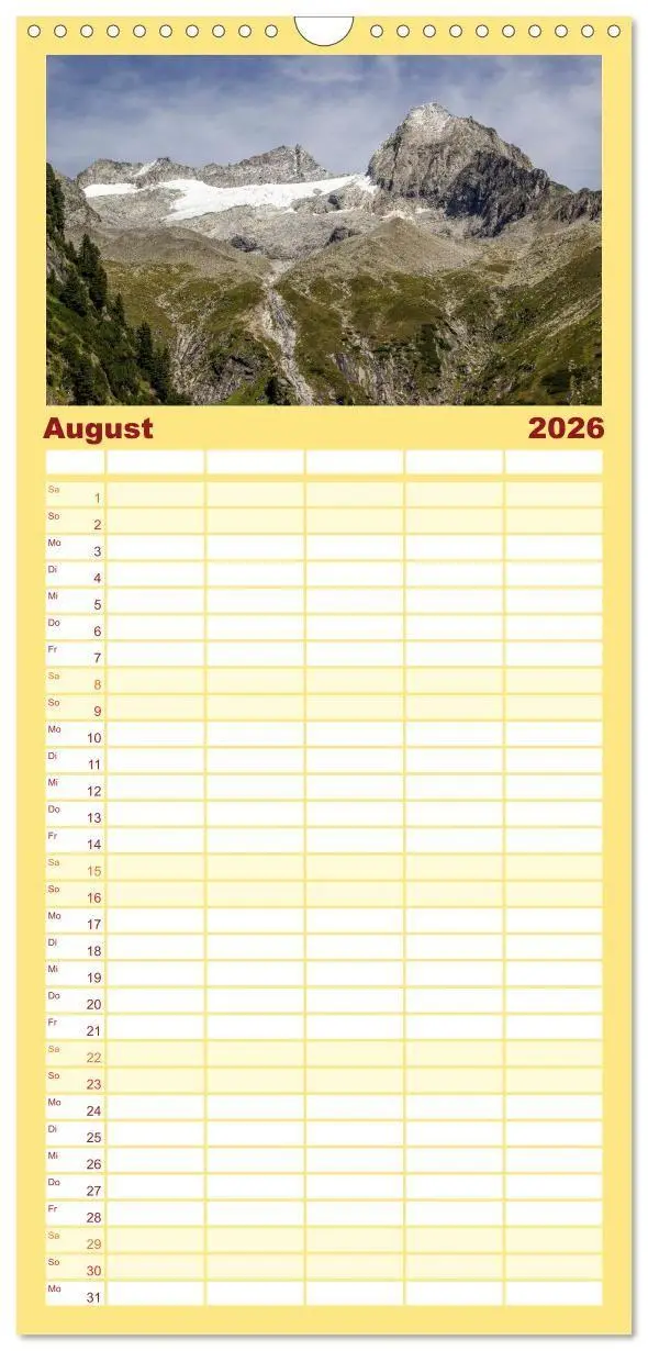Bild: 9783516724271 | Familienplaner 2026 - Die Zillertaler Alpen mit 5 Spalten...