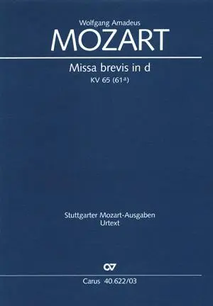 Cover: 9790007084271 | Missa brevis in d (Klavierauszug) | KV 65 (61a), 1769 | Mozart | 28 S.