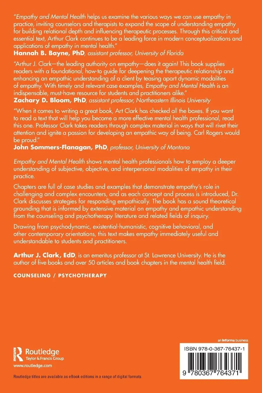 Rückseite: 9780367764371 | Empathy and Mental Health | Arthur J. Clark | Taschenbuch | Englisch