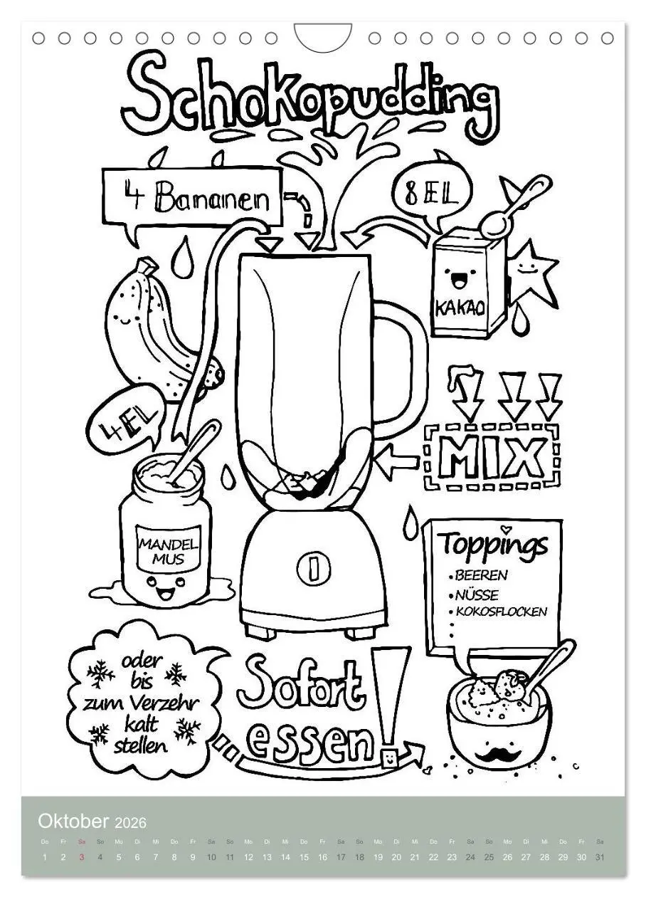 Bild: 9783516404371 | KOCH MAL KALENDER - Lustige Rezepte zum Ausmalen (Wandkalender 2026...