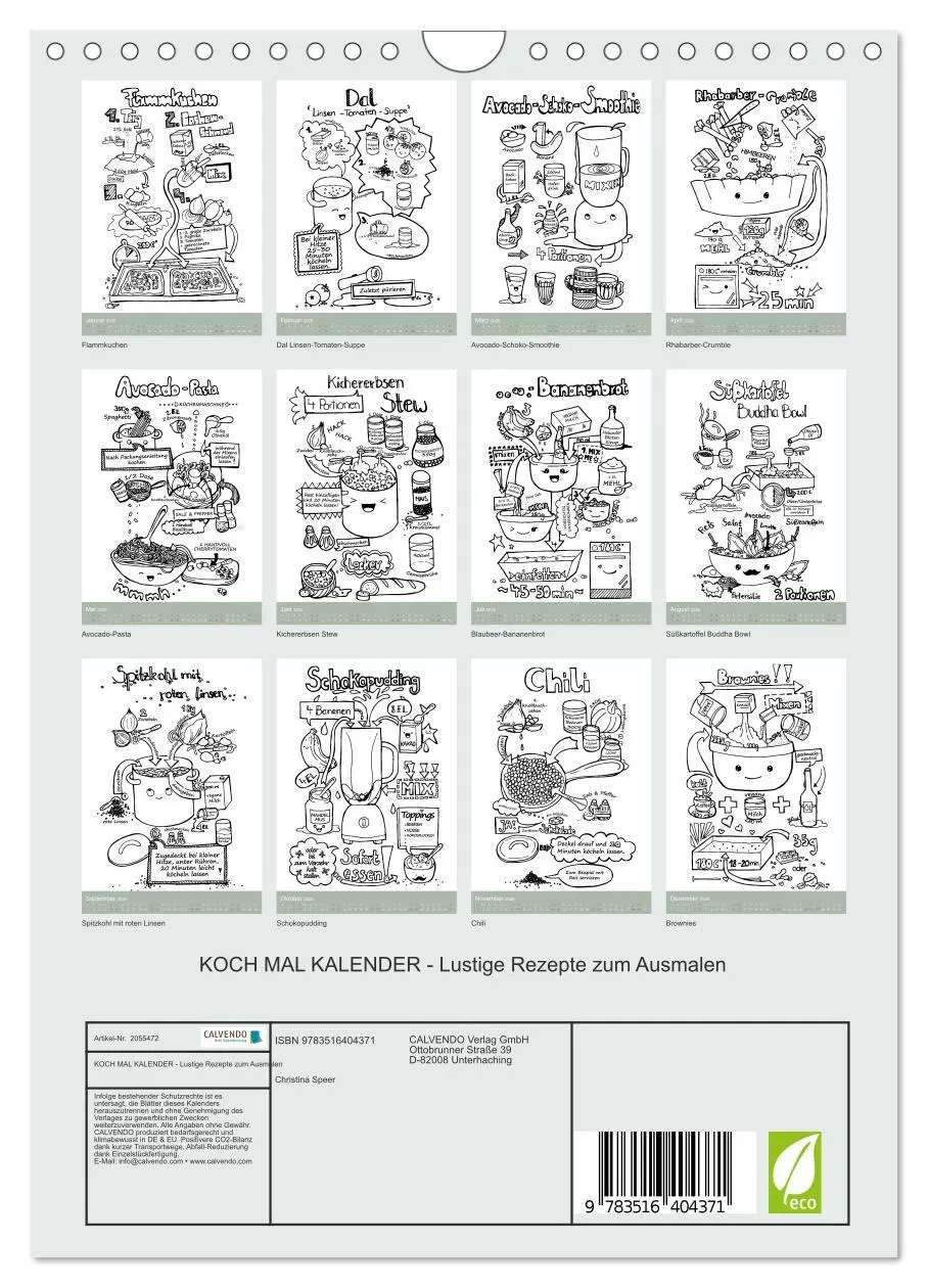 Bild: 9783516404371 | KOCH MAL KALENDER - Lustige Rezepte zum Ausmalen (Wandkalender 2026...