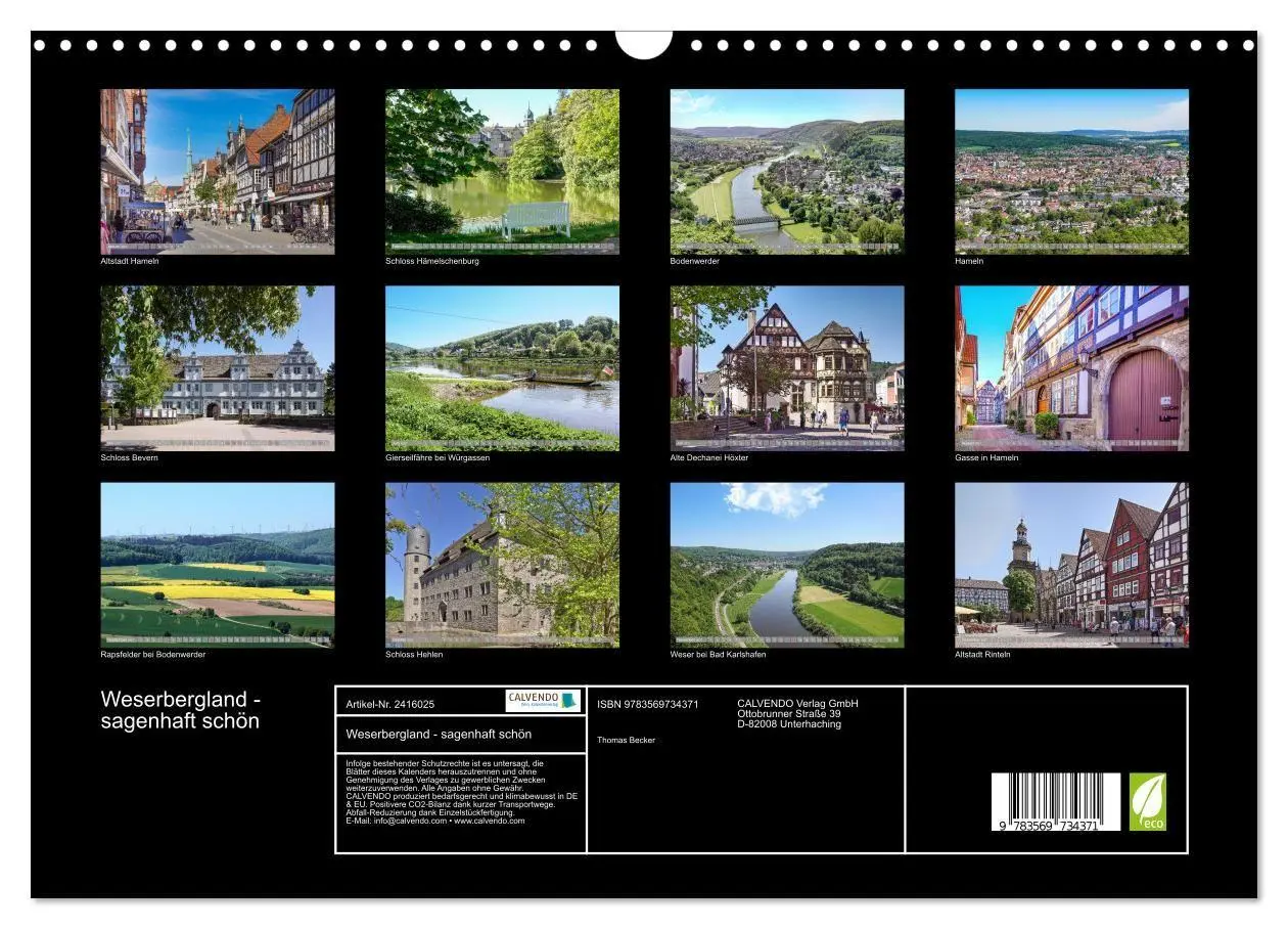 Bild: 9783569734371 | Weserbergland - sagenhaft schön (Wandkalender 2027 DIN A3 quer),...