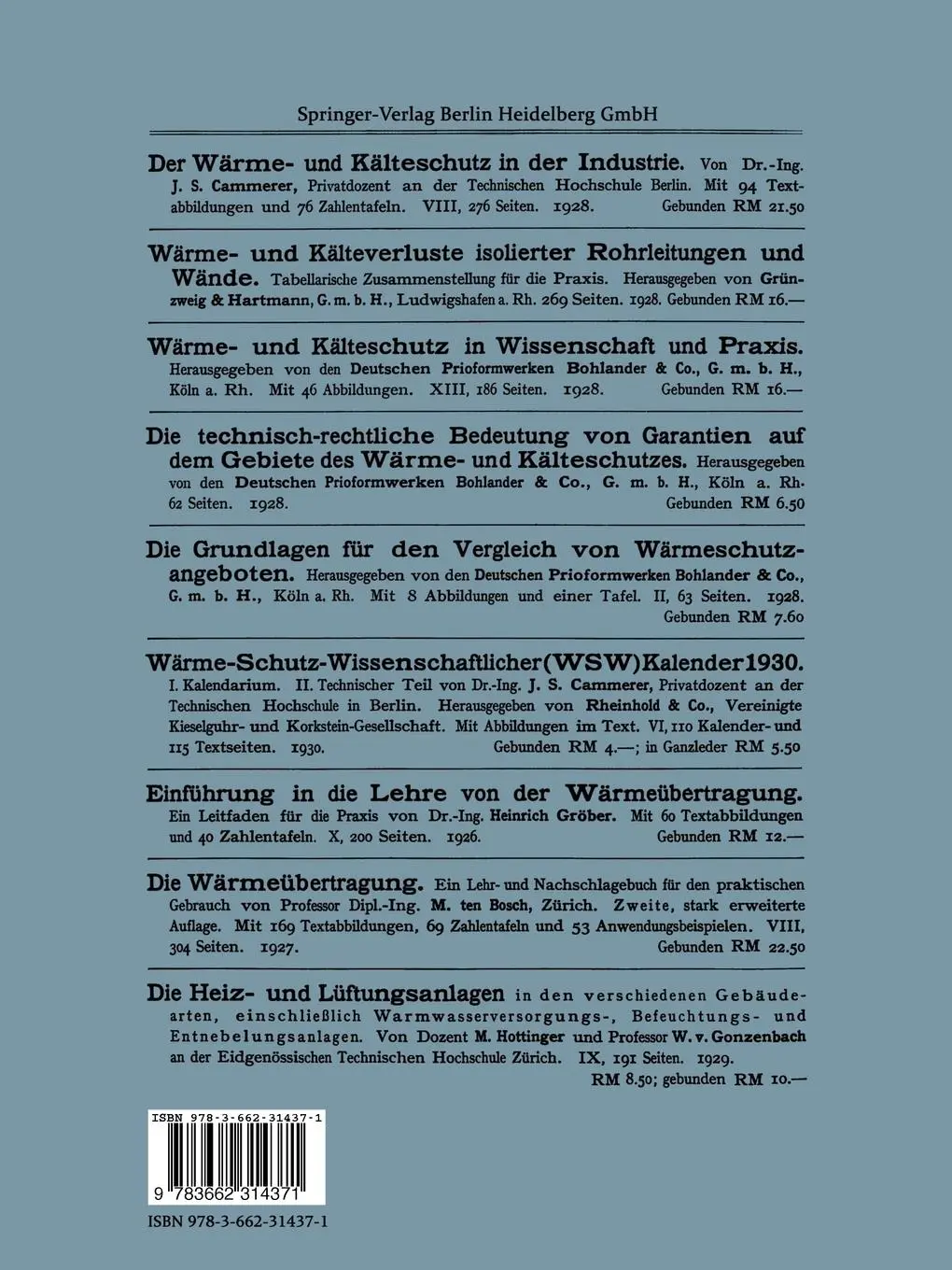 Rückseite: 9783662314371 | Die Berechnung der Anheizung und Auskühlung ebener und...