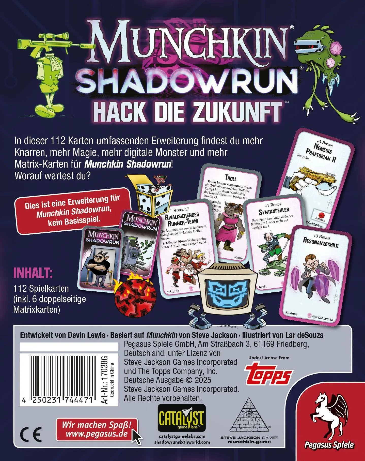 Bild: 4250231744471 | Munchkin Shadowrun: Hack die Zukunft [Erweiterung] | Spiel | 17038G
