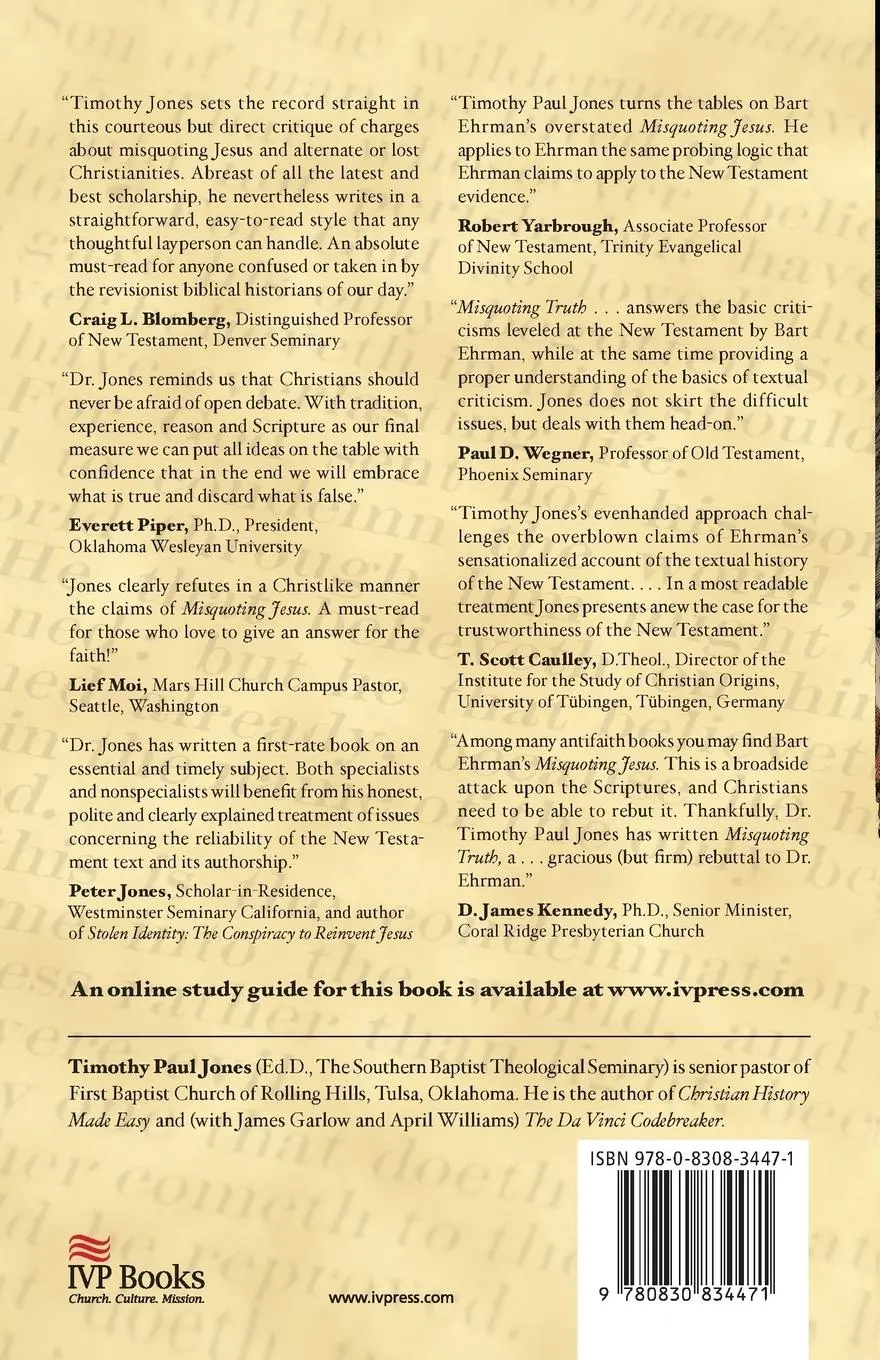 Rückseite: 9780830834471 | Misquoting Truth | Timothy Paul Jones | Taschenbuch | Englisch | 2007