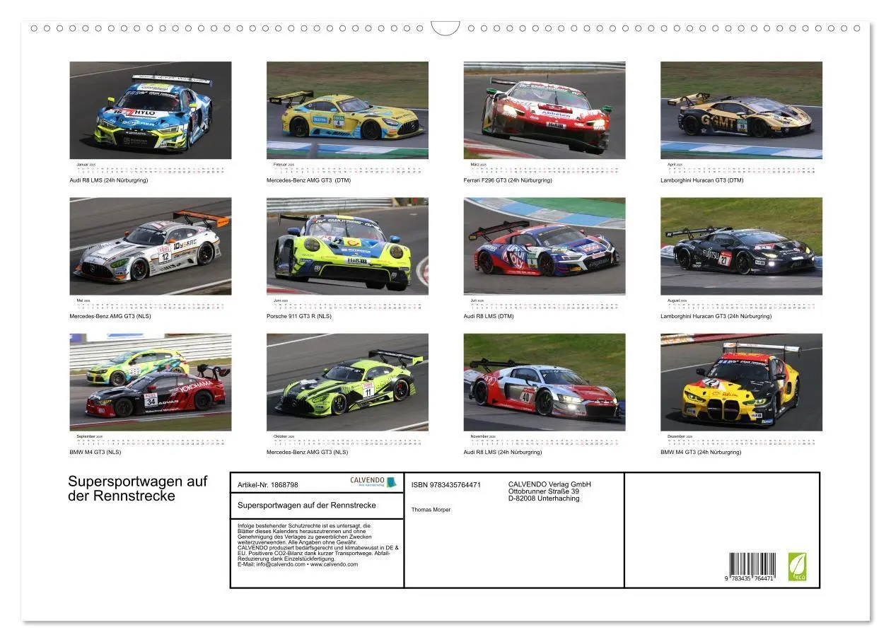 Bild: 9783435764471 | Supersportwagen auf der Rennstrecke (Wandkalender 2025 DIN A2...