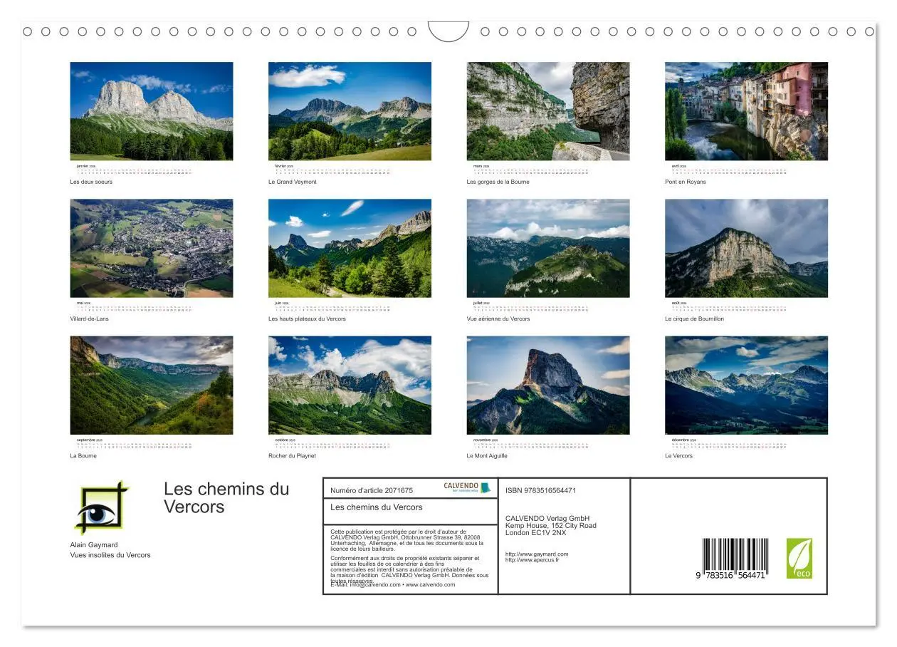 Bild: 9783516564471 | Les chemins du Vercors (Calendrier mural 2026 DIN A3 vertical),...