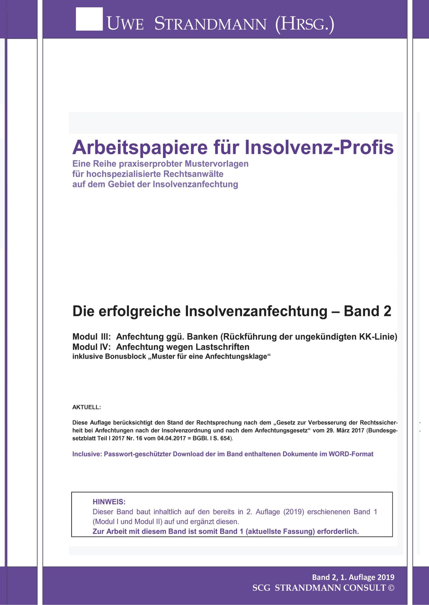 Cover: 9783748224471 | Die erfolgreiche Insolvenzanfechtung ¿ Band 2 | Jens-Uwe Strandmann