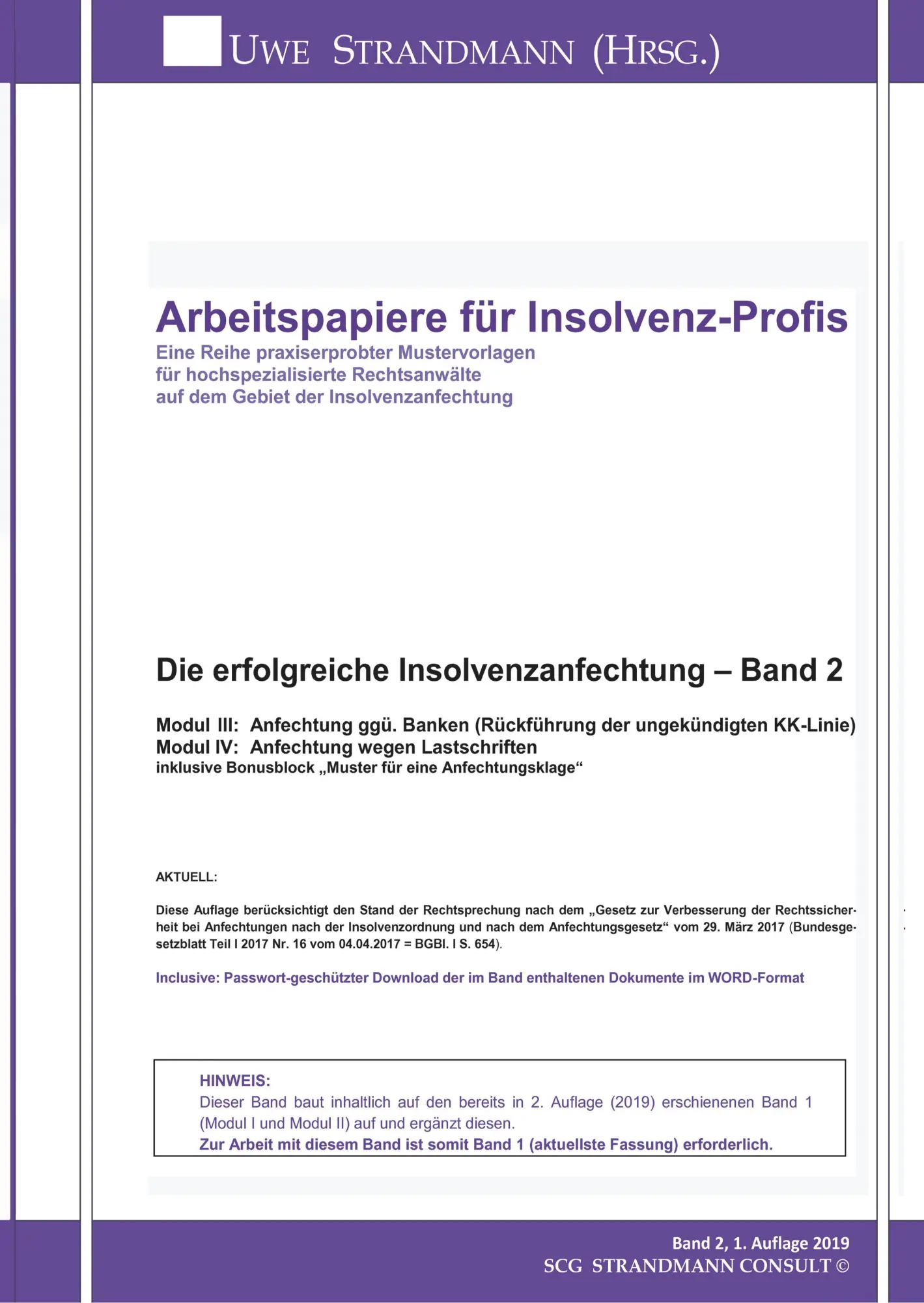 Cover: 9783748224471 | Die erfolgreiche Insolvenzanfechtung ¿ Band 2 | Jens-Uwe Strandmann