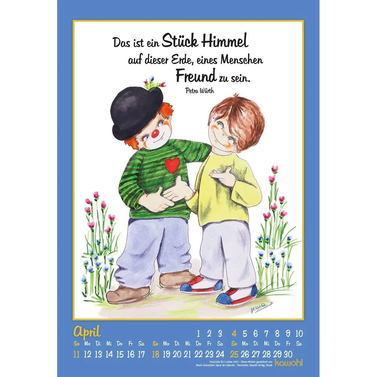 Bild: 9783754844571 | Freu(n)de für's Leben 2027 | Wandkalender mit Clown-Motiven | Cabezón