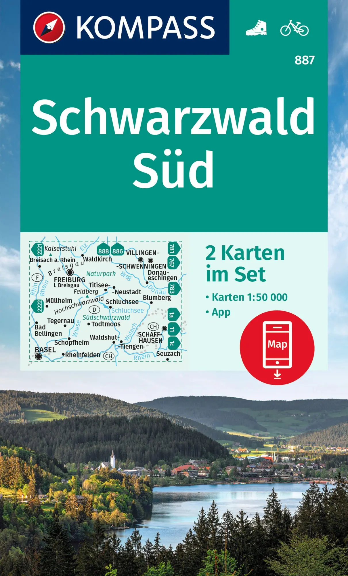 Cover: 9783991214571 | KOMPASS Wanderkarten-Set 887 Schwarzwald Süd (2 Karten) 1:50.000
