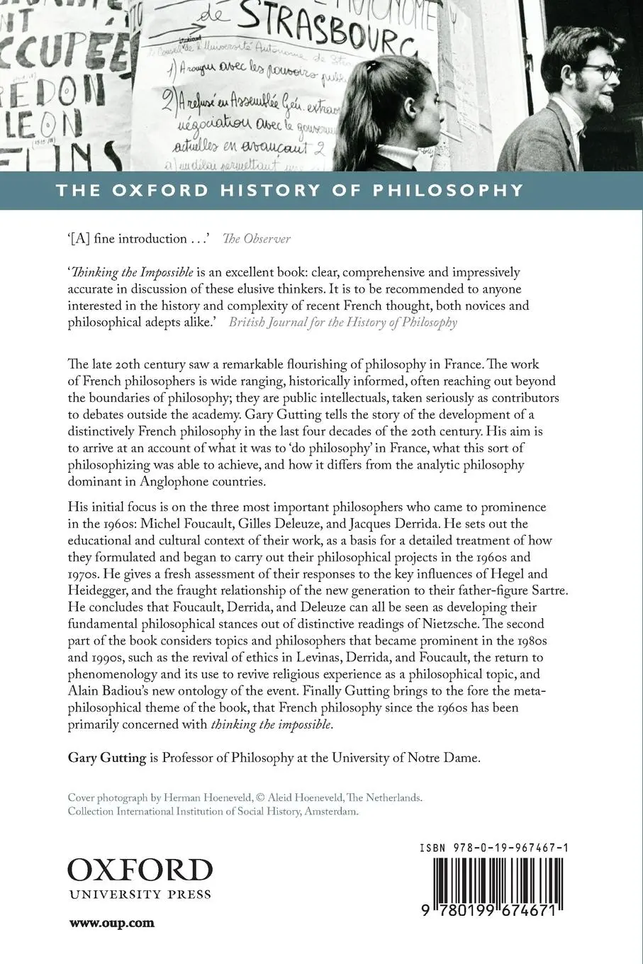 Rückseite: 9780199674671 | Thinking the Impossible | French Philosophy Since 1960 | Gary Gutting