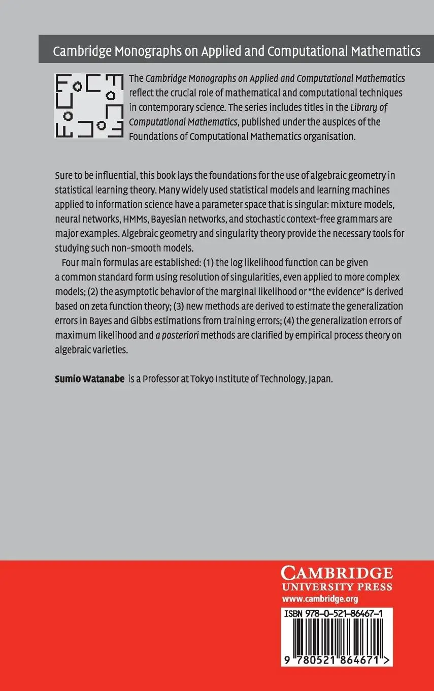 Rückseite: 9780521864671 | Algebraic Geometry and Statistical Learning Theory | Sumio Watanabe