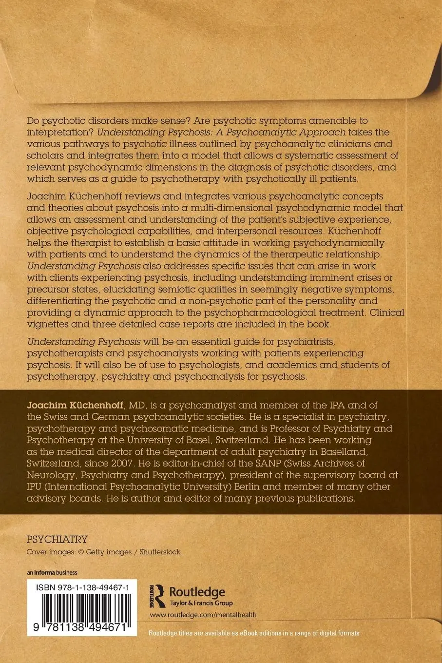 Rückseite: 9781138494671 | Understanding Psychosis | A Psychoanalytic Approach | Küchenhoff