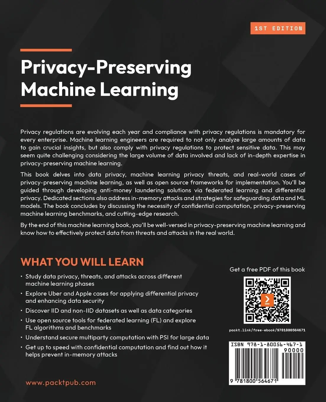 Rückseite: 9781800564671 | Privacy-Preserving Machine Learning | Srinivasa Rao Aravilli | Buch