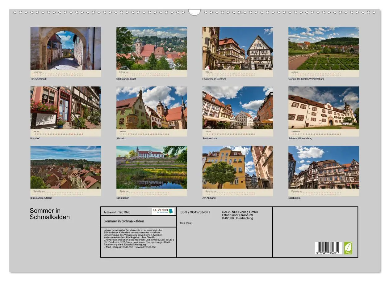 Bild: 9783457384671 | Sommer in Schmalkalden (Wandkalender 2026 DIN A2 quer), CALVENDO...