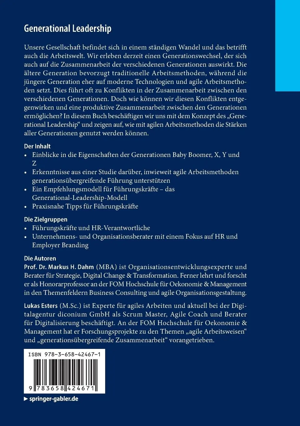 Rückseite: 9783658424671 | Generational Leadership | Lukas Esters (u. a.) | Taschenbuch | xii