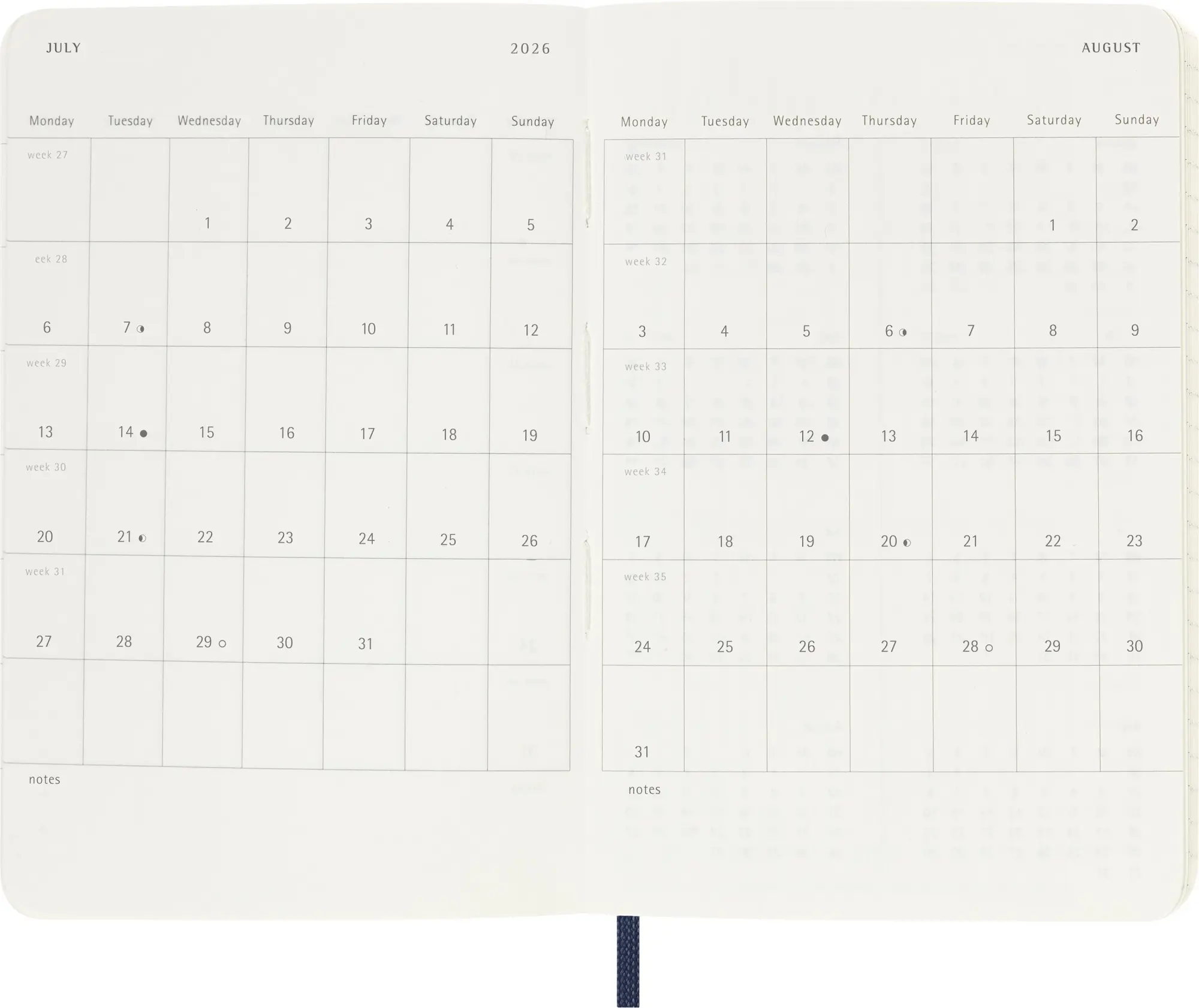 Bild: 8056999274771 | Moleskine 12 Monate Wochen Notizkalender 2026, Pocket/A6, 1 Wo = 1...