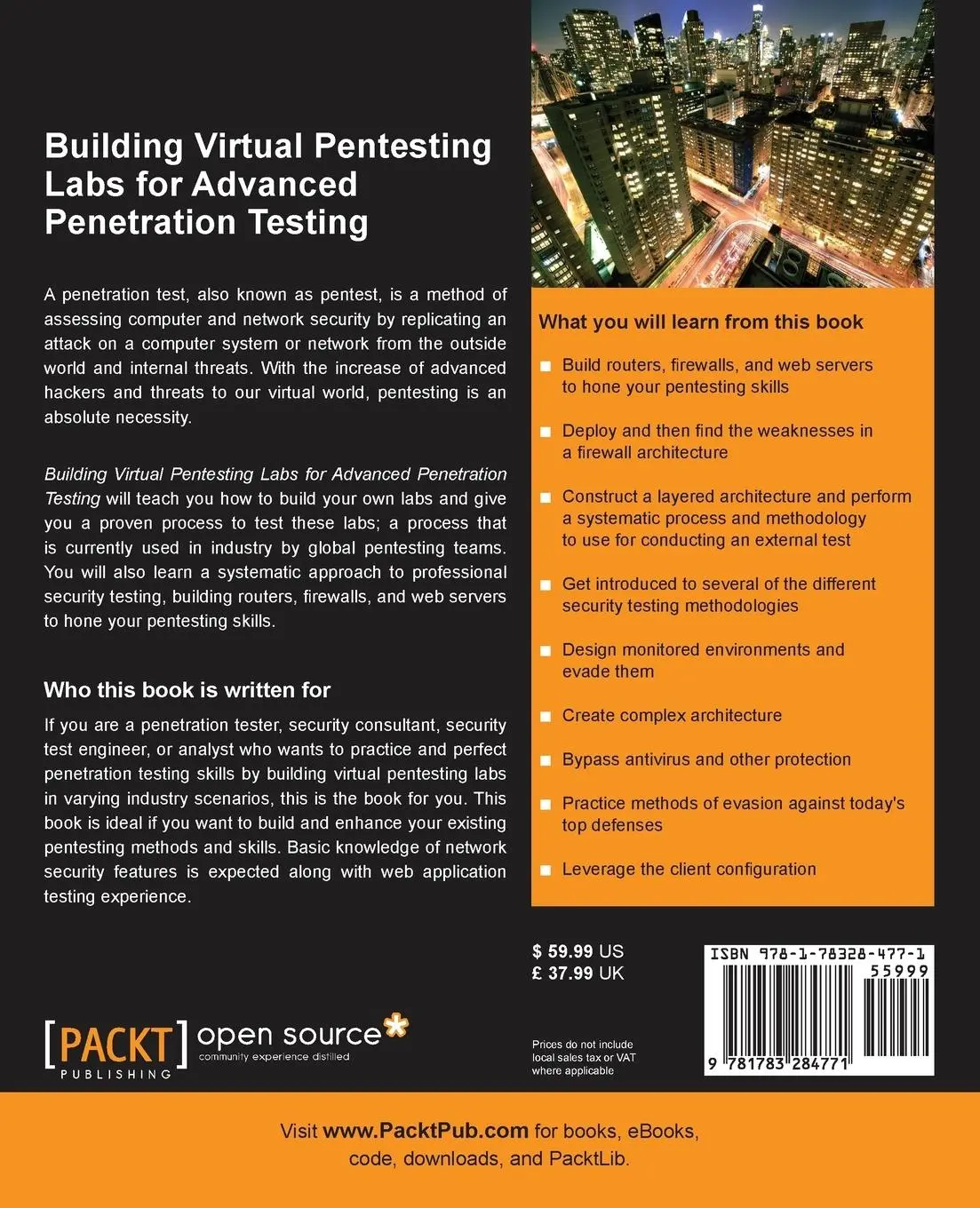 Rückseite: 9781783284771 | Building Virtual Pentesting Labs for Advanced Penetration Testing