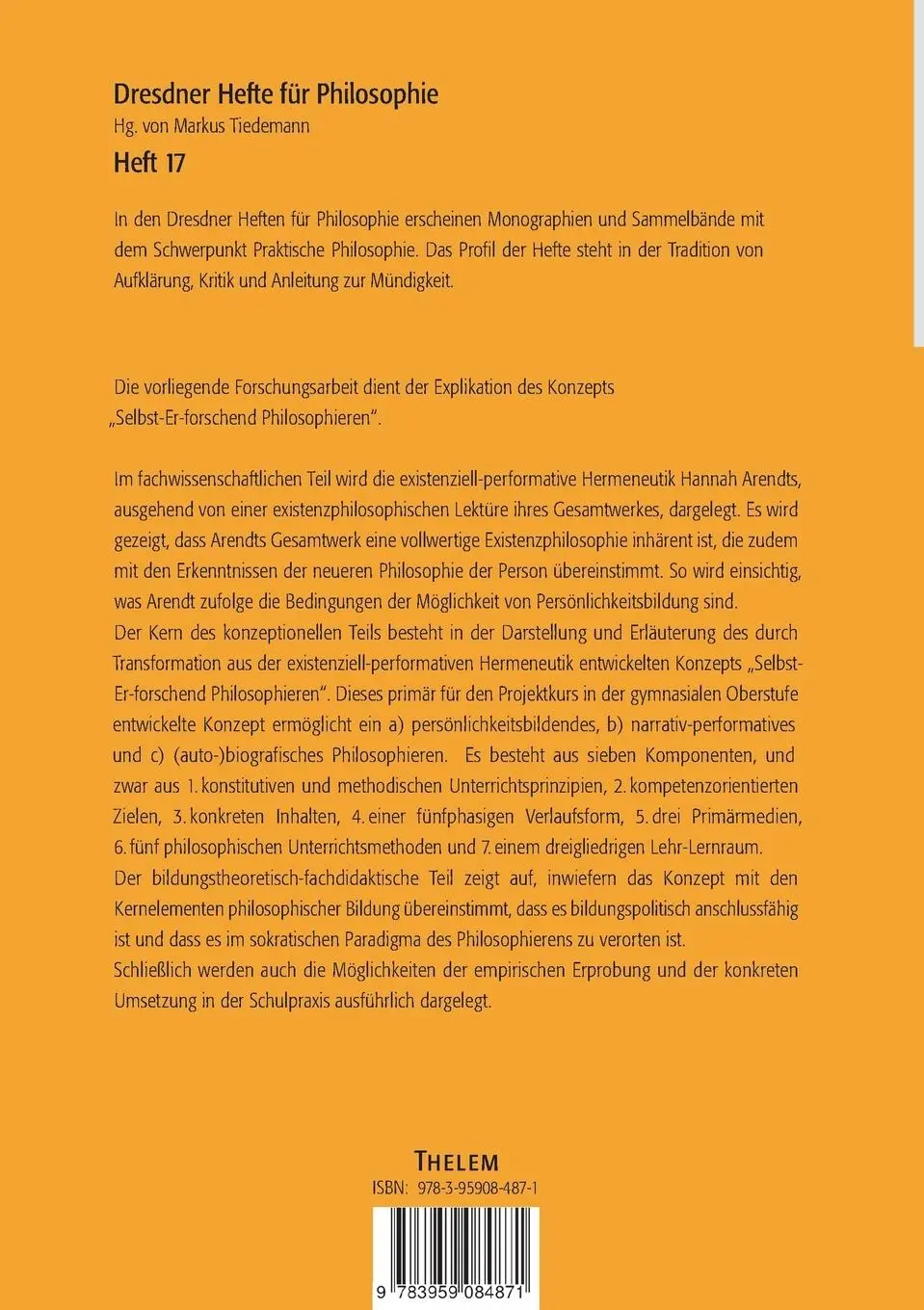 Rückseite: 9783959084871 | Selbst-Er-forschend Philosophieren | Steffen Goldbeck | Taschenbuch