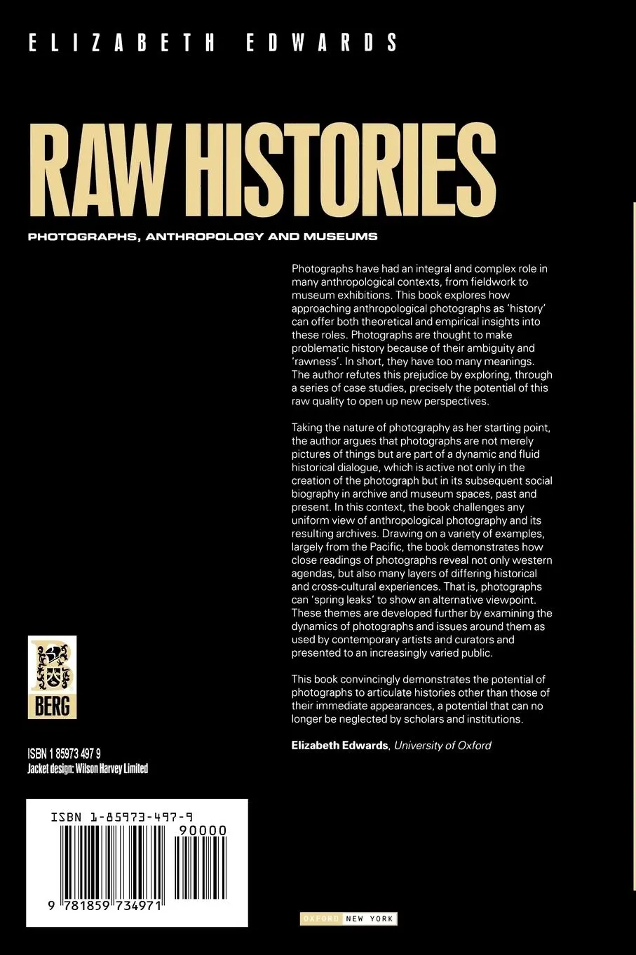 Rückseite: 9781859734971 | Raw Histories | Photographs, Anthropology and Museums | Edwards | Buch