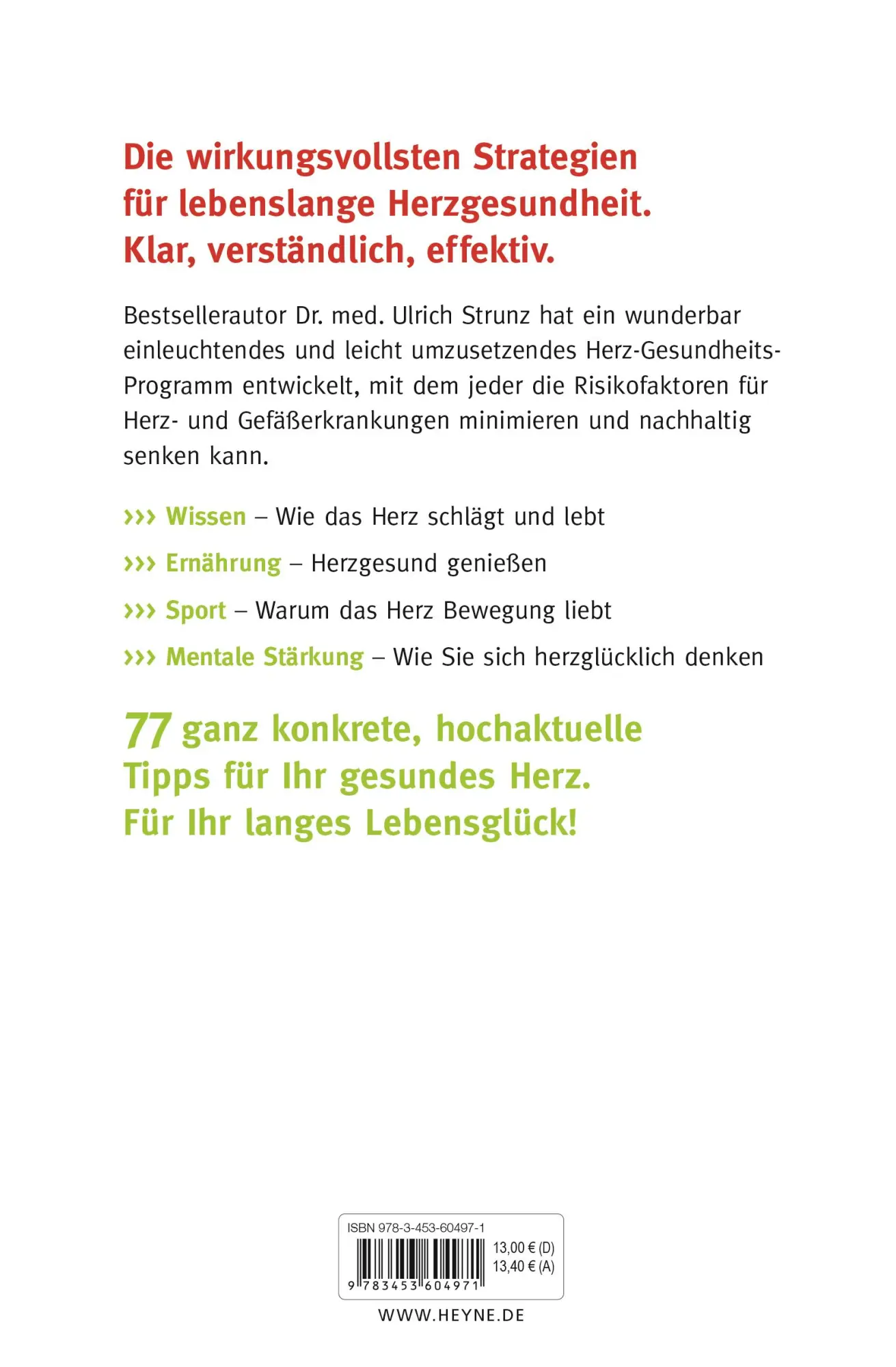Bild: 9783453604971 | 77 Tipps für ein gesundes Herz | Ulrich Strunz | Taschenbuch | 224 S.