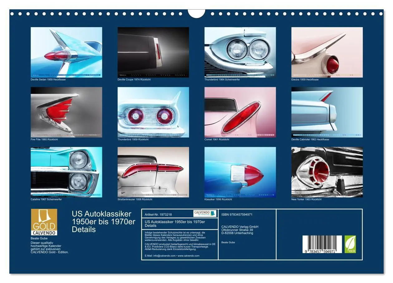 Bild: 9783457594971 | US Autoklassiker 1950er bis 1970er Details (Wandkalender 2026 DIN...