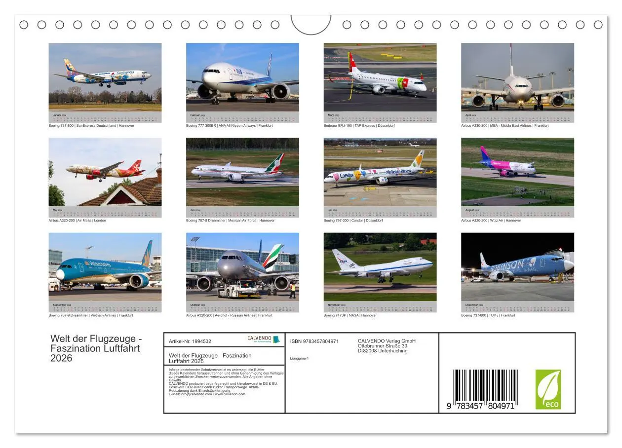 Bild: 9783457804971 | Welt der Flugzeuge - Faszination Luftfahrt 2026 (Wandkalender 2026...