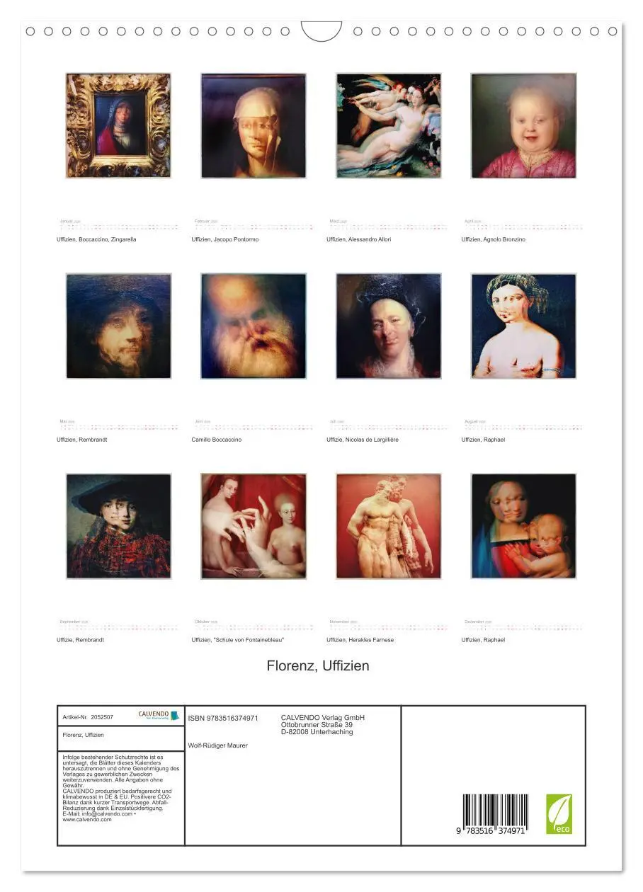 Bild: 9783516374971 | Florenz, Uffizien (Wandkalender 2026 DIN A3 hoch), CALVENDO...
