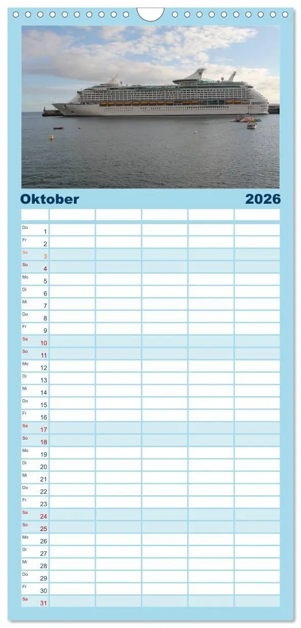 Bild: 9783516514971 | Familienplaner 2026 - Kreuzfahrtschiffe in Europa mit 5 Spalten...