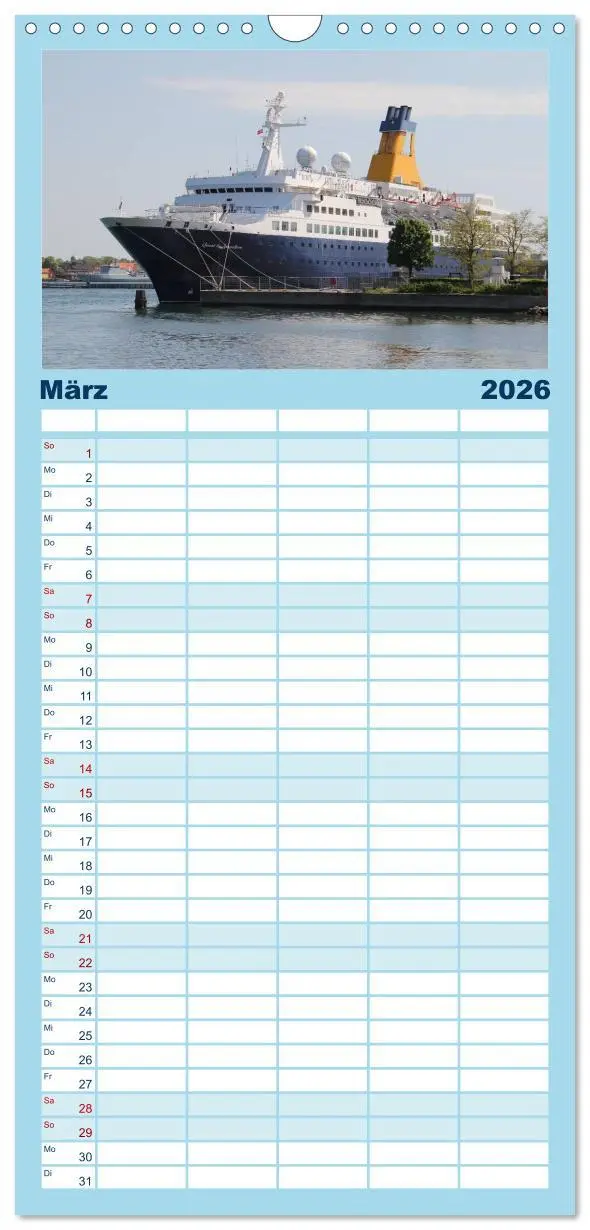 Bild: 9783516514971 | Familienplaner 2026 - Kreuzfahrtschiffe in Europa mit 5 Spalten...